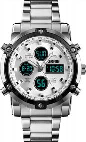 img 4 attached to Mens Outdoor Sport Watch With Dual Time Display, Analog Digital LED And Stainless Steel Strap By Tonnier
