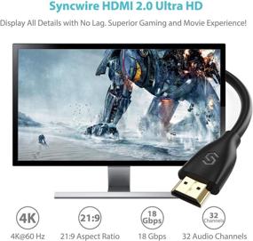 img 3 attached to 🔌 Syncwire HDMI Cable 6.5 ft: High Speed 4K@60 Hz Gold-Plated HDMI to HDMI Cord - Supports 4K, UHD, FHD, 3D, Ethernet, Audio Return Channel for Fire TV/Apple TV/HDTV/Xbox/PS4/PS3