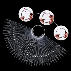 img 1 attached to 80-Piece Stiletto Nail Stick Set With Fan-Shaped False Tips Color Card And Detachable Practice Sticks Wheel - Clear, Ideal For Gel Nail Polish Display And Practice, With Ring Holder - NMKL38