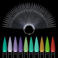 80-piece stiletto nail stick set with fan-shaped false tips color card and detachable practice sticks wheel - clear, ideal for gel nail polish display and practice, with ring holder - nmkl38 logo