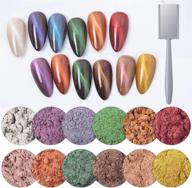 meilinds 12 color neon chrome nail powder with magnet stick for cat-eye effect nail art and manicure pigment dust logo