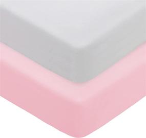 img 4 attached to Soft And Cozy Microfiber Fitted Crib Sheets For Baby Boy And Girls - 2 Pack Solid Colors - Fits Standard Crib And Toddler Mattresses - 28"X52"X8"- Pink And White