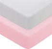 soft and cozy microfiber fitted crib sheets for baby boy and girls - 2 pack solid colors - fits standard crib and toddler mattresses - 28"x52"x8"- pink and white logo