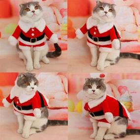 img 1 attached to 🎅 Bolbove Pet Christmas Santa Claus Suit Costume for Small Dogs Cats - Winter Coat Warm Clothes (Red, Small)