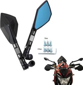 img 4 attached to 🏍️ Enhanced Visibility Universal Motorcycle Side Mirrors for GY6 Scooter, Dirt/Street Bikes - Anti Glare Hawk-Eye Rear View, 8MM 10MM Bolts (Black)