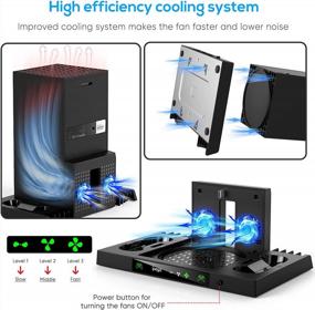 img 3 attached to Upgraded Cooling Stand For Xbox Series X With Charging Station, MENEEA Charger Stand For Controller With 2 Cooler System For XBSX Console, Headset Hook & Game Slots, For Xbox Series X Accessories Kit