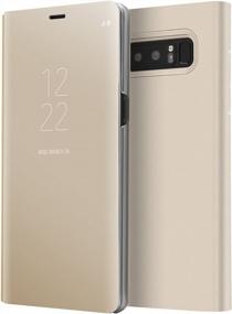 img 4 attached to Роскошный чехол с золотым гальваническим покрытием для Samsung Galaxy Note 8 с полупрозрачным окном и функцией Smart Sleep/Wake Up