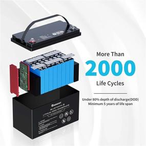 img 1 attached to Renogy 12V 100Ah Lithium LiFePO4 Deep Cycle Battery With Bluetooth,2000+Deep Cycles,Backup Power Perfect For RV,Off-Road,Cabin,Marine,Off-Grid Home Energy Storage