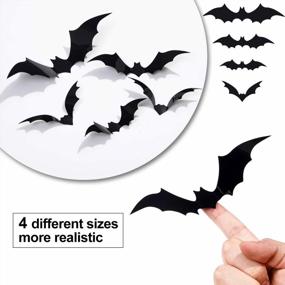 img 2 attached to Get Spooked This Halloween With 60PCS 3D Bat Wall Stickers For Home And Party Decoration!