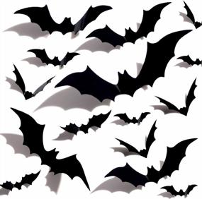 img 4 attached to Get Spooked This Halloween With 60PCS 3D Bat Wall Stickers For Home And Party Decoration!