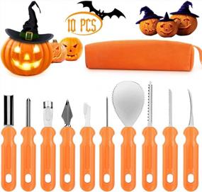 img 4 attached to Professional 10-Piece Stainless Steel Pumpkin Carving Kit With Case For Halloween Decorations