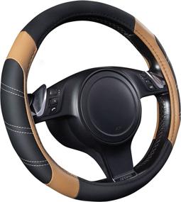 img 3 attached to 🚗 CAR PASS Line Rider Microfiber Leather Steering Wheel Cover - Universal Fit for 95% of Trucks, SUVs, and Cars - Anti-Slip, Comfortable Design in Black and Beige