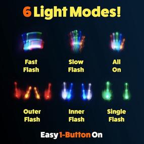img 1 attached to Осветите ночь с помощью светодиодных перчаток PartySticks для детей - 6 режимов мигания и 5 цветов!