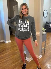 img 3 attached to Women'S Christmas Sweatshirt - Funny Snowflake Graphic Letter Print Pullover (Baby It'S Cold Outside)