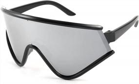 img 4 attached to Солнцезащитные очки FEISEDY Shield с запахом 80-х годов Цельный спортивный козырек для мужчин и женщин B2791