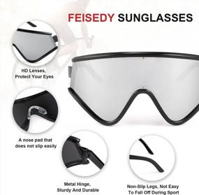 img 2 attached to Солнцезащитные очки FEISEDY Shield с запахом 80-х годов Цельный спортивный козырек для мужчин и женщин B2791