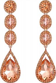img 4 attached to Wedding Bridal Rhinestone Crystal Teardrop Earrings With Multiple Pierced Dangles