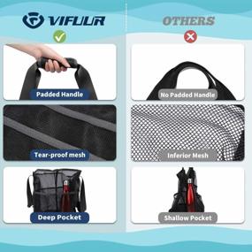 img 1 attached to Get Beach-Ready With VIFUUR Mesh Beach Bag: The Ultimate 40L Tote With 8 Oversized Pockets!