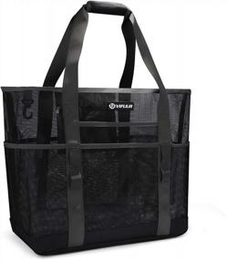 img 4 attached to Get Beach-Ready With VIFUUR Mesh Beach Bag: The Ultimate 40L Tote With 8 Oversized Pockets!