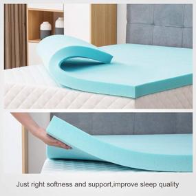 img 1 attached to Queen Size Gel-Infused Memory Foam Mattress Topper - Soft Firm Support With CertiPUR-US Certified Foam - Mecor 4 Inch Blue Topper