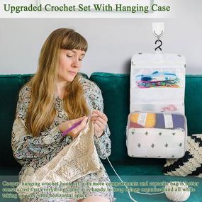 img 3 attached to Coopay Upgraded Hanging Crochet Kit Beginners Crochet Set With Case & 8 Yarn For Crocheting, 63PCS Crochet Hook Set With Crochet Book, Crochet Hooks Ergonomic Soft Grip & Knitting Crochet Supplies