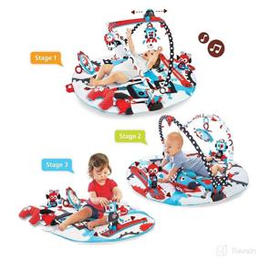 img 4 attached to 👶 Yookidoo Baby Gym and Play Mat: 3 Stage Activity Gym with Motorized Robot Track and 20 Development Activities - Perfect for Sit, Lay, and Tummy Time Training - Age 0-12 Months