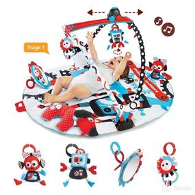 img 2 attached to 👶 Yookidoo Baby Gym and Play Mat: 3 Stage Activity Gym with Motorized Robot Track and 20 Development Activities - Perfect for Sit, Lay, and Tummy Time Training - Age 0-12 Months