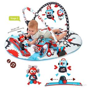 img 1 attached to 👶 Yookidoo Baby Gym and Play Mat: 3 Stage Activity Gym with Motorized Robot Track and 20 Development Activities - Perfect for Sit, Lay, and Tummy Time Training - Age 0-12 Months