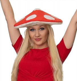 img 2 attached to Women'S Fedora Hat Red Cap Costume For ComfyCamper Mushroom Cosplay Roleplay Accessories Halloween
