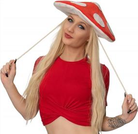 img 3 attached to Women'S Fedora Hat Red Cap Costume For ComfyCamper Mushroom Cosplay Roleplay Accessories Halloween