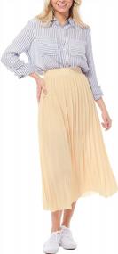 img 1 attached to Elastic Waist A-Line Long Skirt With Wide Pleats For Women By MixMatchy, Ideal For Fashionable Look