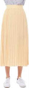 img 4 attached to Elastic Waist A-Line Long Skirt With Wide Pleats For Women By MixMatchy, Ideal For Fashionable Look