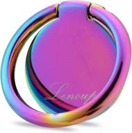 🌈 lenoup rainbow cell phone ring stand holder - purple multicolor ring grip kickstand with 360 rotation - metal finger ring for phones & pads logo