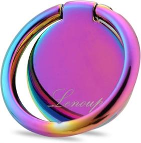img 4 attached to 🌈 lenoup Rainbow Cell Phone Ring Stand Holder - Purple Multicolor Ring Grip Kickstand with 360 Rotation - Metal Finger Ring for Phones & Pads