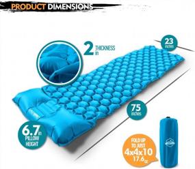 img 3 attached to Compact And Portable Inflatable Camping Mattress With Built-In Pillow - ZOOOBELIVES Ultralight Sleeping Pad For Backpacking, Traveling, And Hiking