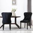 set of 2 guyou upholstered velvet dining room chairs with wing back, victoria retro tufted accent chair and solid wood legs (black, no ring) logo