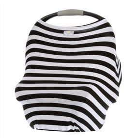 img 4 attached to Multi-Functional Mom Boss Cover: Itzy Ritzy 4-In-1 Nursing, Car Seat, Shopping Cart, And Infinity Scarf In Chic Black & White Stripe Design