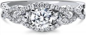 img 3 attached to Sterling Silver 3-Stone Engagement Ring With Round Cubic Zirconia CZ For Women - Size 4-10