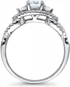 img 1 attached to Sterling Silver 3-Stone Engagement Ring With Round Cubic Zirconia CZ For Women - Size 4-10