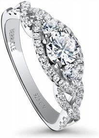 img 4 attached to Sterling Silver 3-Stone Engagement Ring With Round Cubic Zirconia CZ For Women - Size 4-10