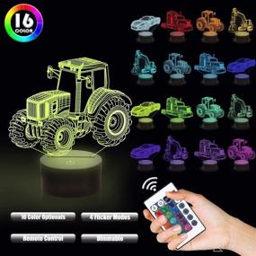 img 3 attached to 🚗 Lampeez 3D Car Lamp Night Light for Kids - 3D Illusion Lamp for Car, Truck, Tractor, Excavator - 16 Colors Changing with Remote Control & Dimmable Feature - 4 Pattern Options - Ideal Car Gifts for Boys and Girls - Kids Bedroom Decor