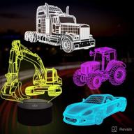 🚗 lampeez 3d car lamp night light for kids - 3d illusion lamp for car, truck, tractor, excavator - 16 colors changing with remote control & dimmable feature - 4 pattern options - ideal car gifts for boys and girls - kids bedroom decor логотип