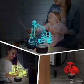 img 1 attached to 🚗 Lampeez 3D Car Lamp Night Light for Kids - 3D Illusion Lamp for Car, Truck, Tractor, Excavator - 16 Colors Changing with Remote Control & Dimmable Feature - 4 Pattern Options - Ideal Car Gifts for Boys and Girls - Kids Bedroom Decor