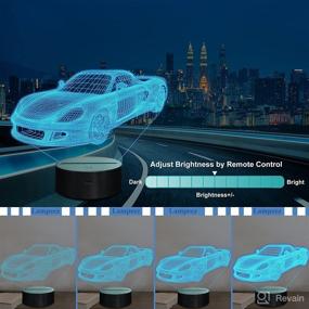 img 2 attached to 🚗 Lampeez 3D Car Lamp Night Light for Kids - 3D Illusion Lamp for Car, Truck, Tractor, Excavator - 16 Colors Changing with Remote Control & Dimmable Feature - 4 Pattern Options - Ideal Car Gifts for Boys and Girls - Kids Bedroom Decor