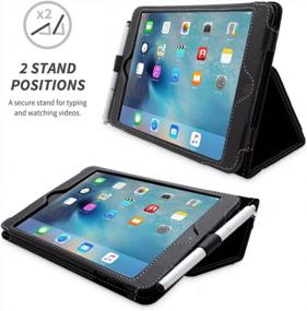 img 4 attached to Leather Case For IPad Mini 5 (2019) & 4 (2015): Snugg Flip Stand Cover - Black