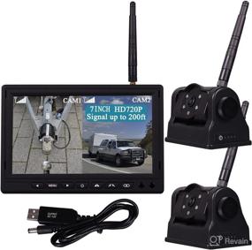 img 4 attached to 📷 Portable Wireless Hitch Camera with 7" IPS Monitor - Dual HD 720P Camera, Rechargeable Battery - Ideal for Horse Trailer, RV, 5th Wheels, Boats