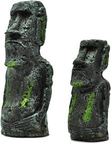 img 3 attached to 🐠 SunGrow Betta Fish Moai Statue Decor, 7" and 5", Resin Easter Island Replica for Freshwater and Saltwater Tanks, Terrariums and Vivariums - 2 Pack