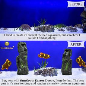 img 1 attached to 🐠 SunGrow Betta Fish Moai Statue Decor, 7" and 5", Resin Easter Island Replica for Freshwater and Saltwater Tanks, Terrariums and Vivariums - 2 Pack