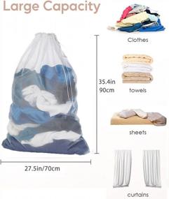 img 3 attached to Meowoo Mesh Laundry Bag - Large 24X36 Inch Hamper Liner With Drawstring For Travel, Sports, And Dorms - Machine Washable, White (1Pcs)