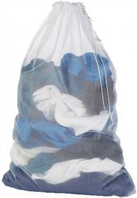 img 4 attached to Meowoo Mesh Laundry Bag - Large 24X36 Inch Hamper Liner With Drawstring For Travel, Sports, And Dorms - Machine Washable, White (1Pcs)